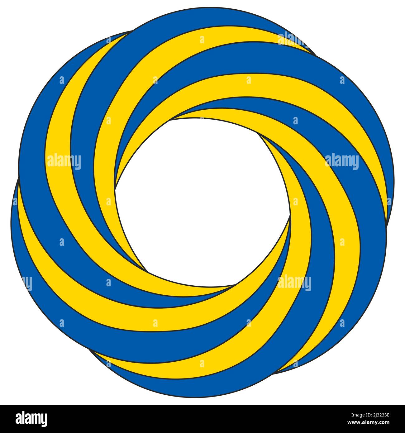 Yellow blue circular pattern flag Ukraine, symbol free country UA Stock Vector
