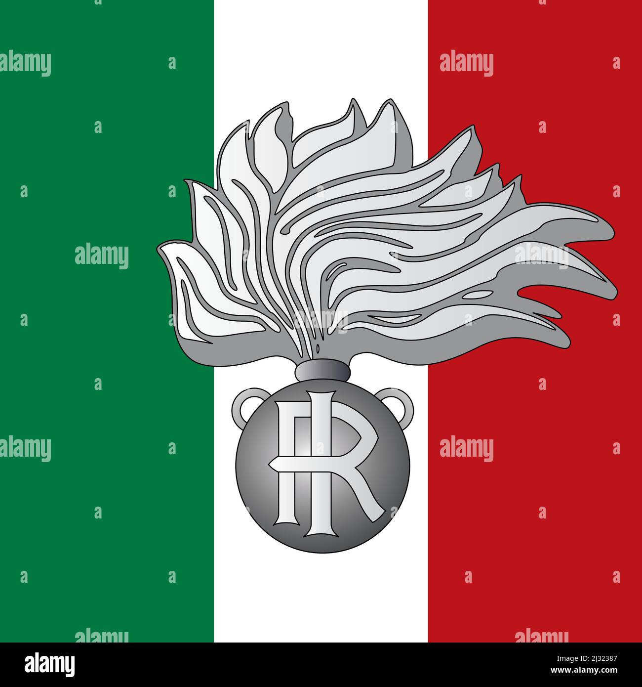 Italian Carabinieri symbol on the flag, Italy, vector illustration Stock Vector