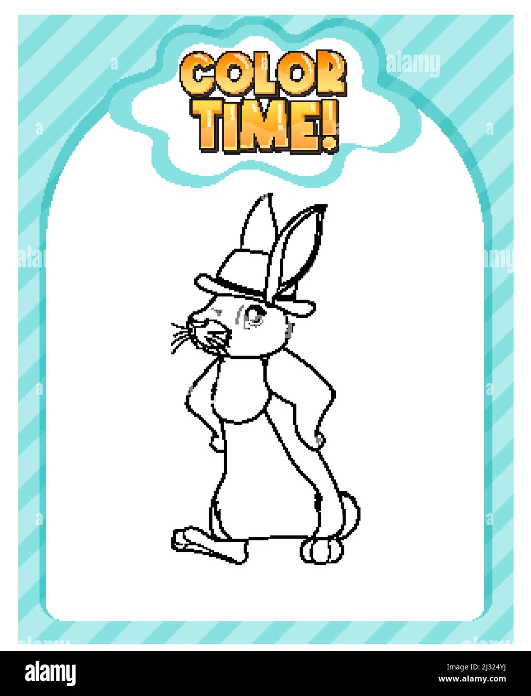 Worksheets template with color time! text and rabbit outline ...