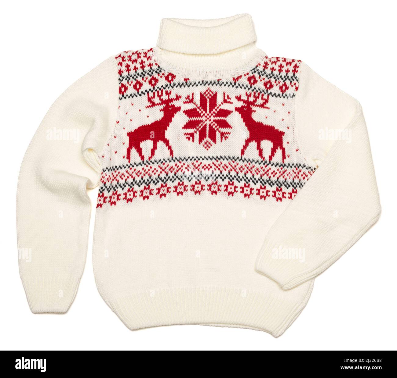 with nordic knitted ornament on white 