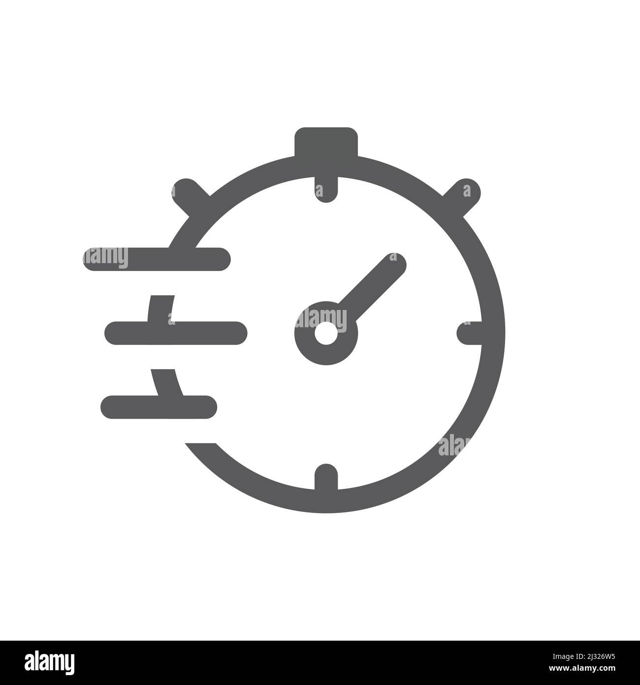Fast clock or stopwatch black vector icon. Speed timer filled symbol. Stock Vector