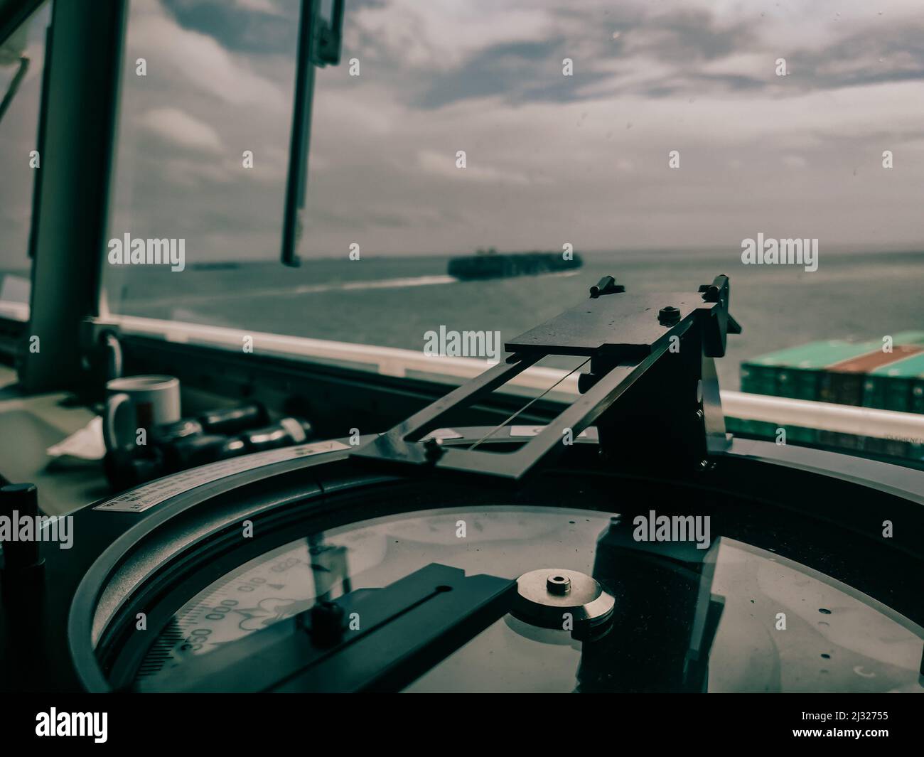 Gyro compass taking bearing of objects from the ship Stock Photo Alamy