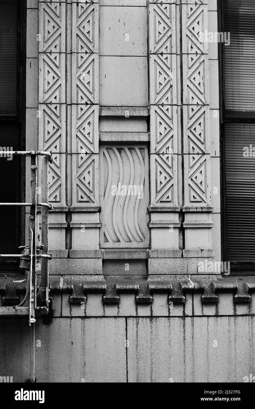 Vintage old terra cotta building with ornate patterns and decorations