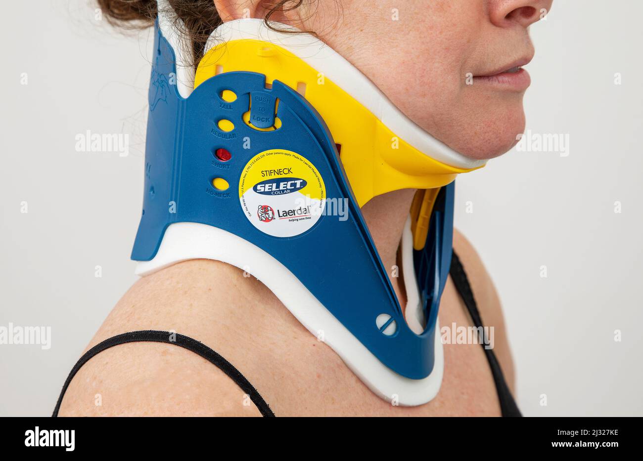 A cervical collar, also known as a neck brace, is a medical device used
