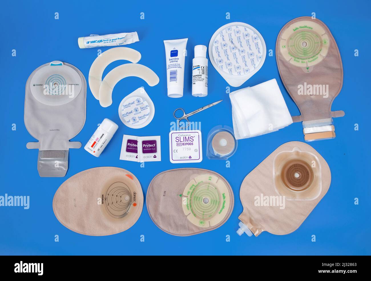 Netherlands, different materials for stoma or colostomy care. A