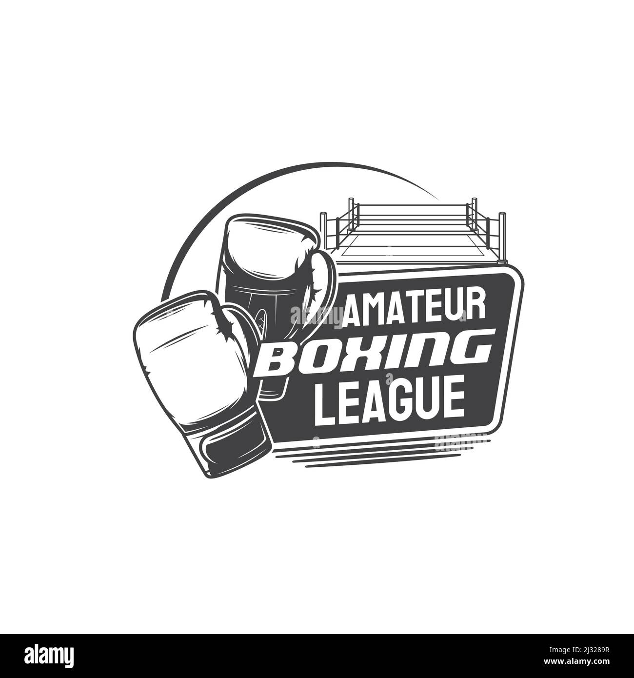 Amateur boxing icon with rink and gloves. Fighting club or sport school ...