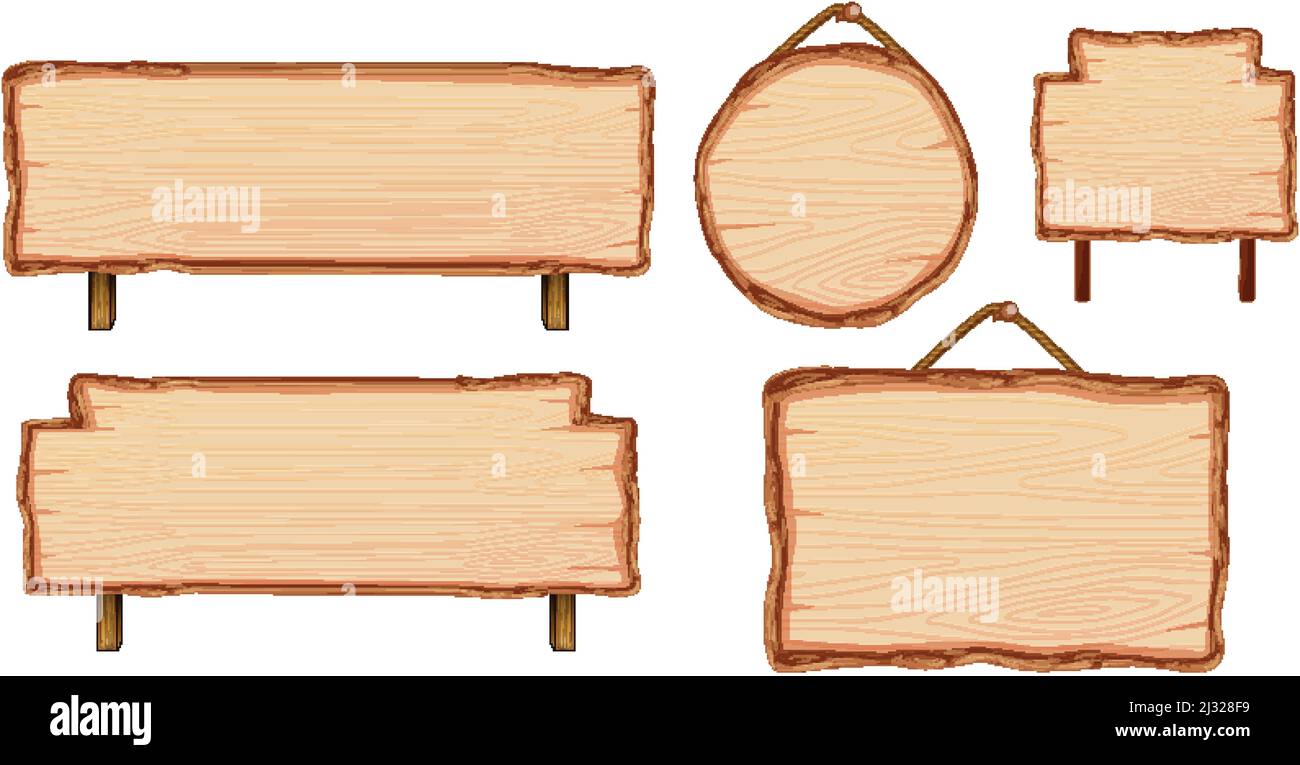 Set of different wooden sign boards illustration Stock Vector Image ...