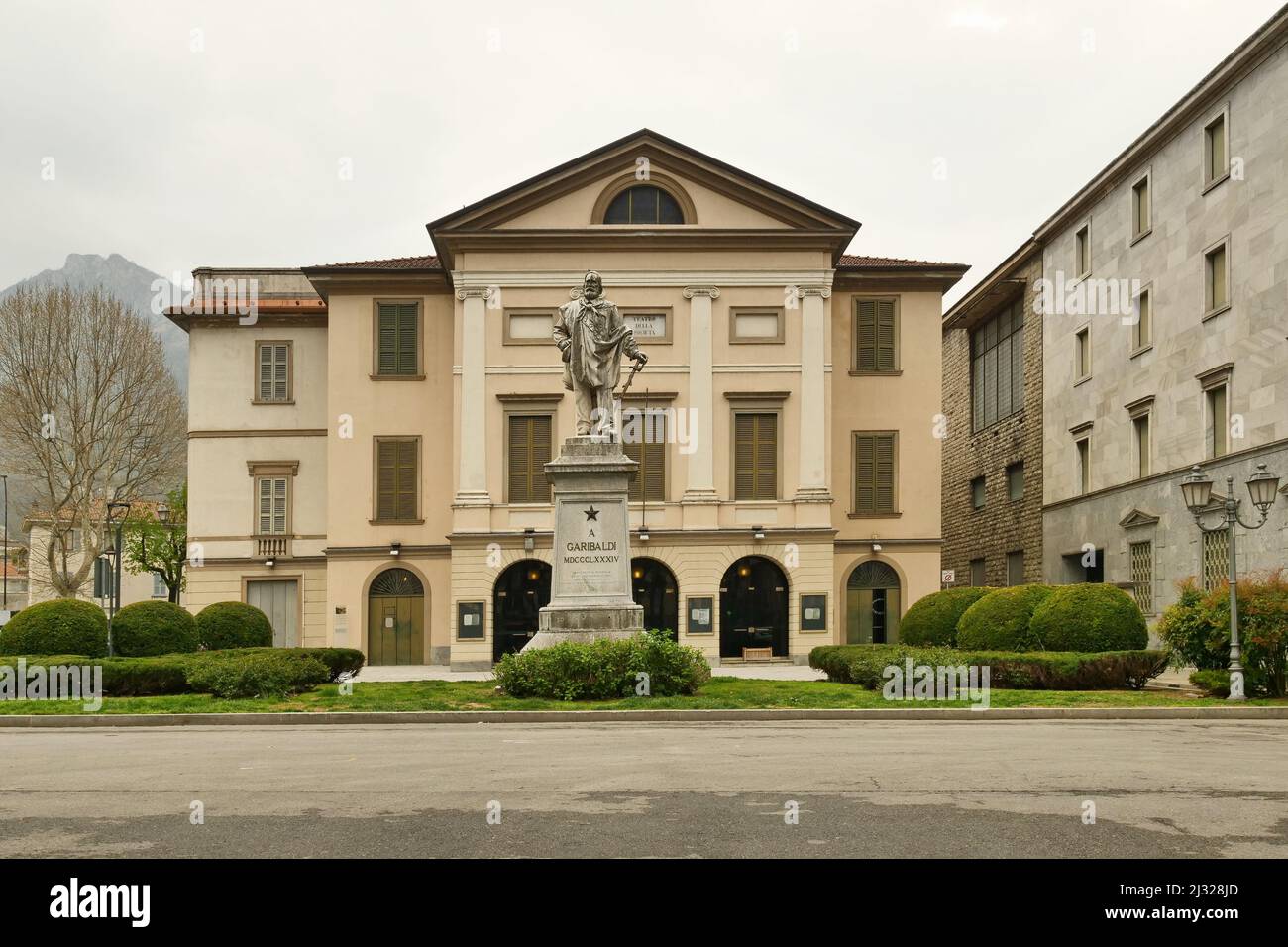 Giuseppe Garibaldi monument in Mazzini square, Lecco, Lombardy, Italy Stock Photo