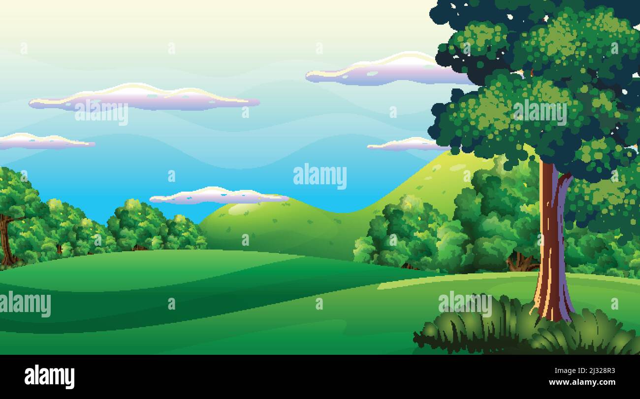 A natural scene green landscape illustration Stock Vector Image & Art ...