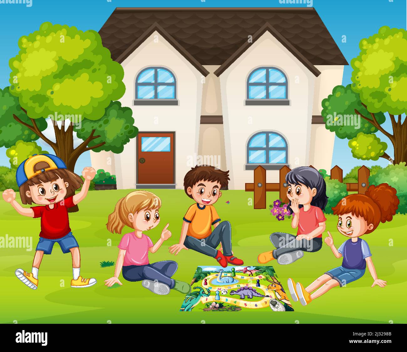 kids playing outside animated