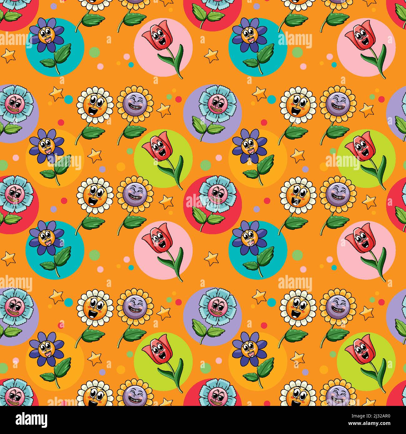 Seamless background with colorful flowers illustration Stock Vector ...