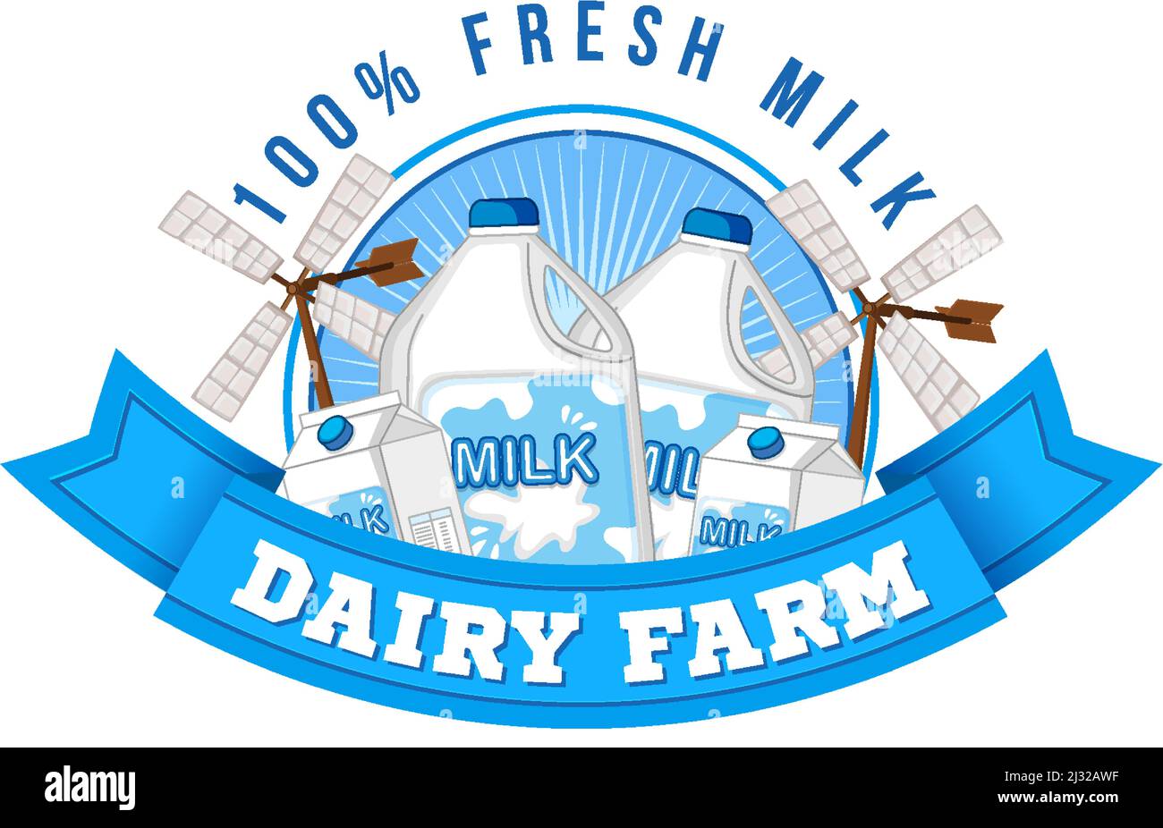 Dairy Farm label logo with dairy products illustration Stock Vector ...