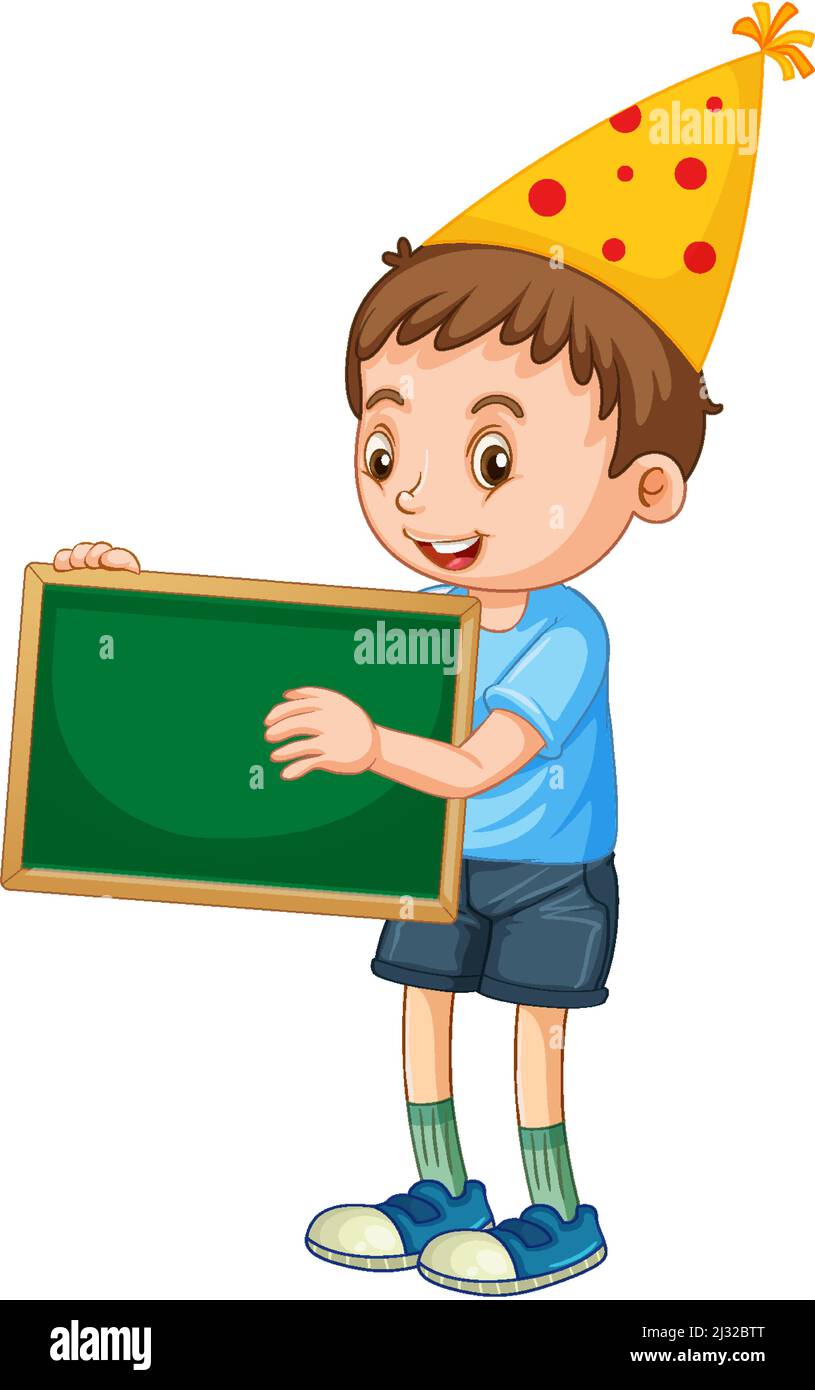 Cute boy holding blank board illustration Stock Vector Image & Art - Alamy
