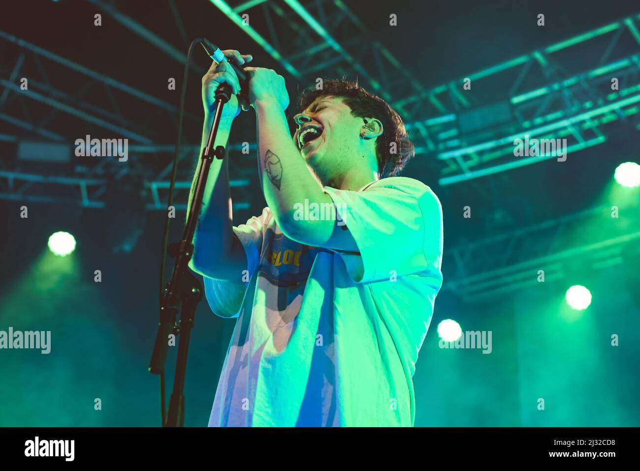 03/04/2022 - English rock band NOTHING BUT THIEVES playing their first live show after COVID, live at Fabrique Milano, Italy. Stock Photo
