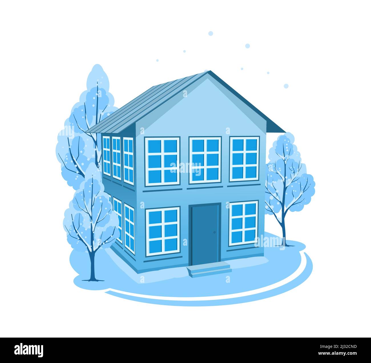 Winter landscape surrounded by trees Stock Vector Images - Alamy