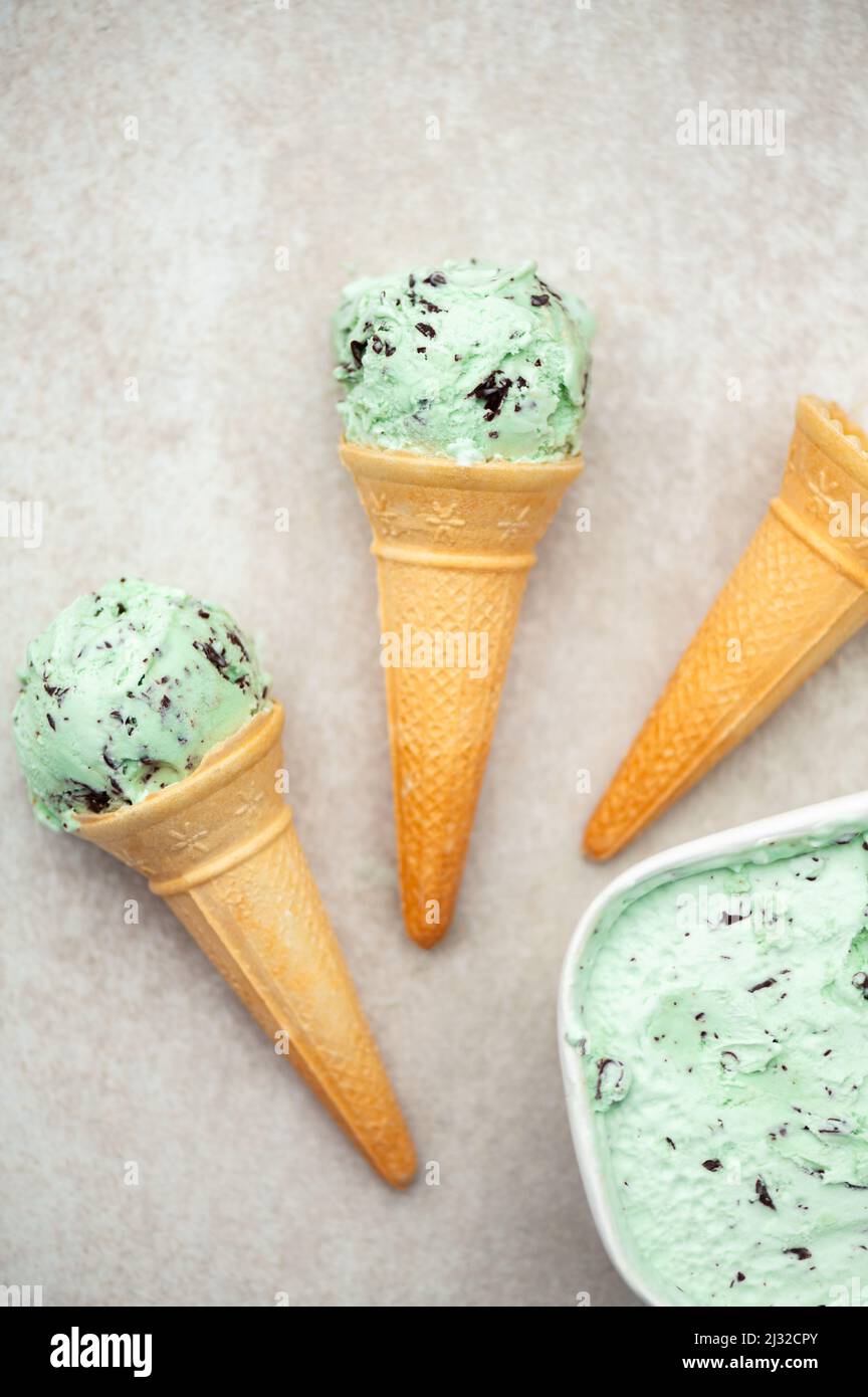 Mint Choc Chip Ice Cream Stock Photo Alamy