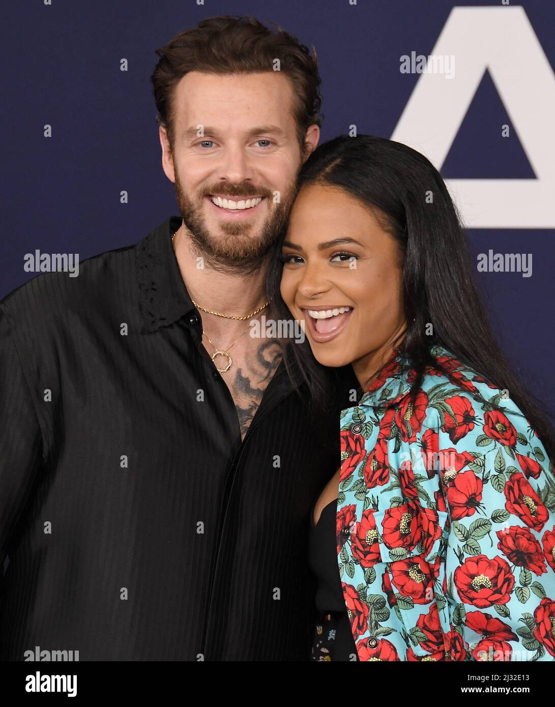 (L-R) Matt Pokora and Christina Milian at the AMBULANCE Los Angeles Premiere held at the Academy Museum of Motion Pictures in Los Angeles, CA on Monday, ?April 4, 2022. (Photo By Sthanlee B. Mirador/Sipa USA) Stock Photo