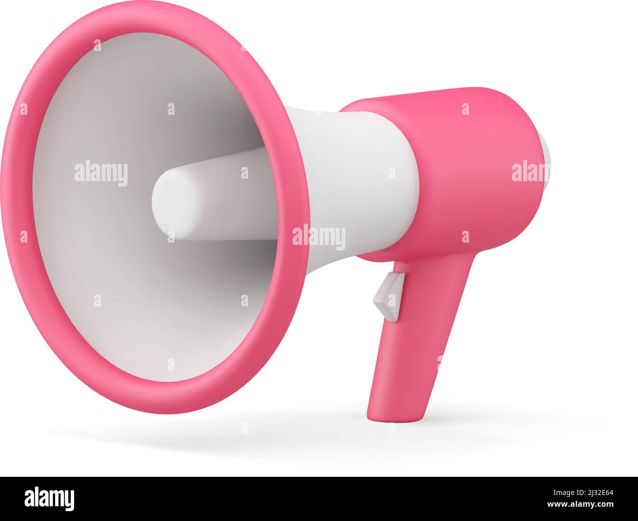 Pink isometric bullhorn for loud speaking promo commercial advertising public announce 3d icon realistic vector illustration. Megaphone business retai Stock Vector