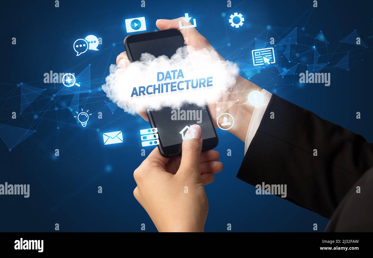 Hand using smartphone with cloud technology concept Stock Photo - Alamy