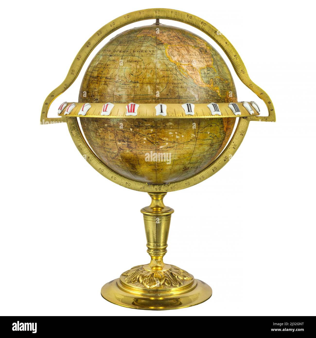 Medieval globe with enamel decoration isolated on a white background Stock Photo
