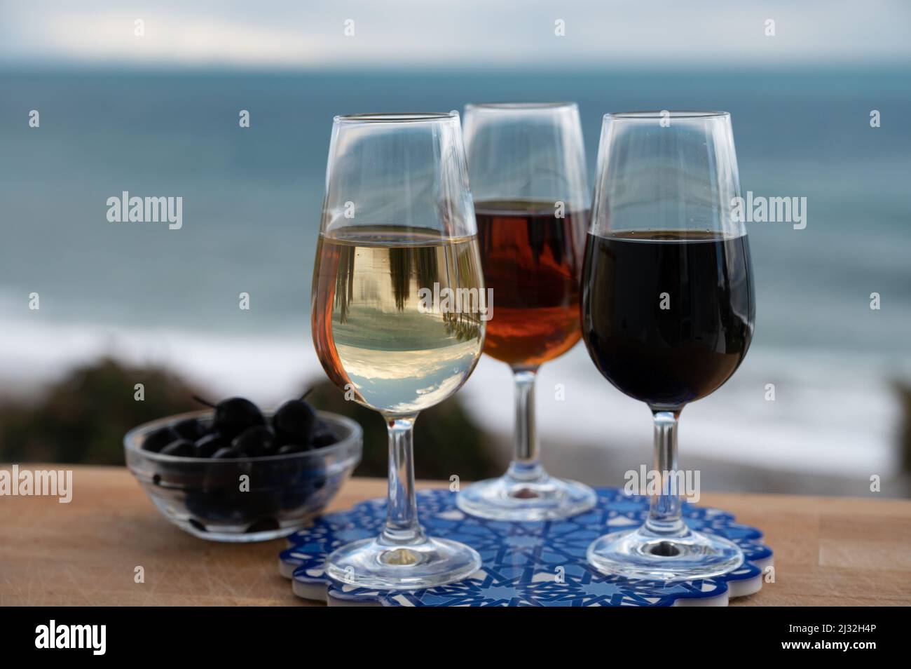 Tasting of Spanish sweet and dry fortified Vino de Jerez sherry wine