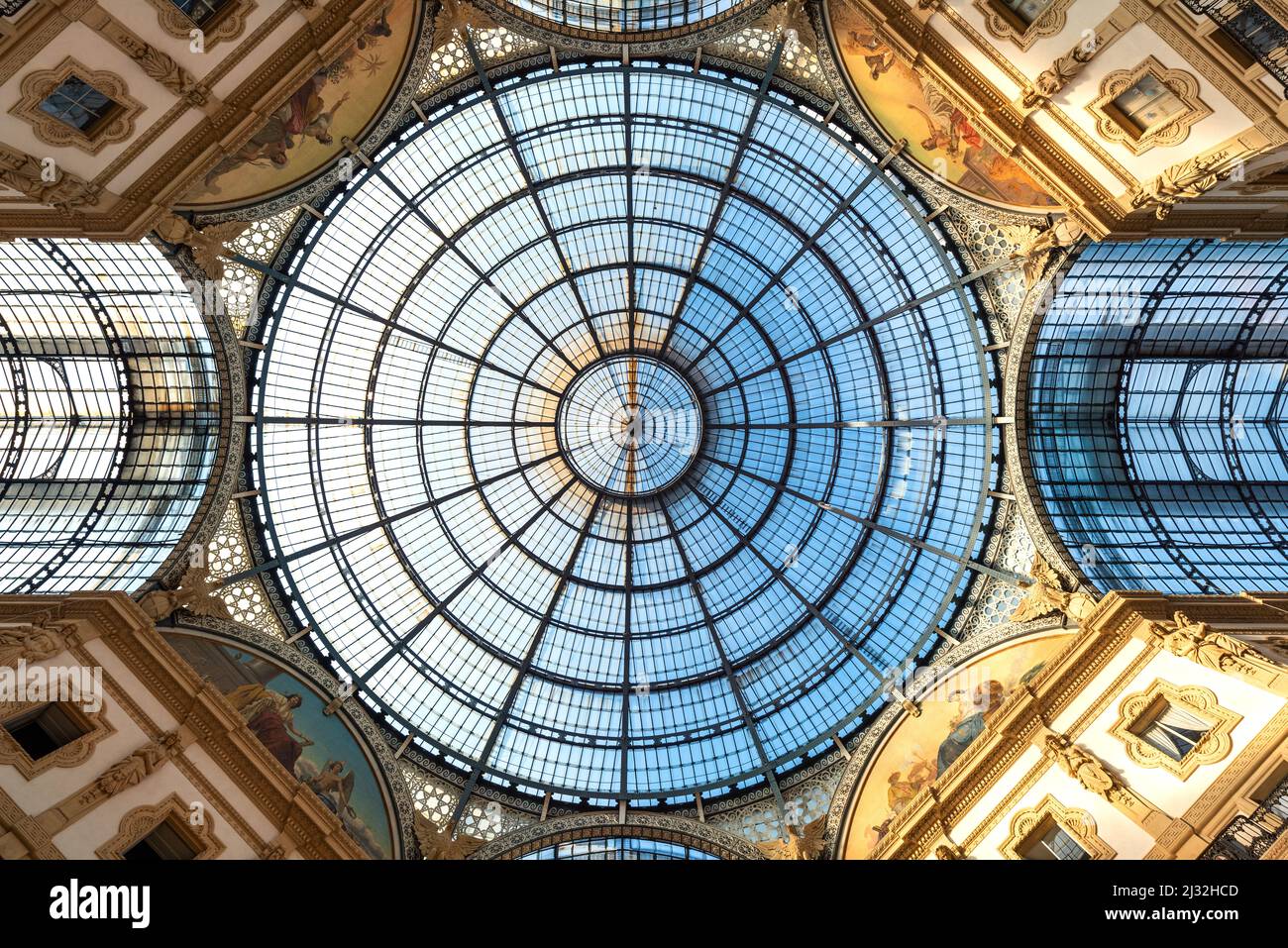 Glass dome of Galleria Vittorio Emanuele in Milan, Italy Stock Photo
