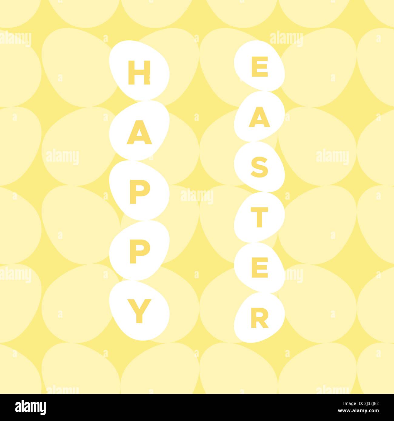 Happy Easter. Vertical title in white eggs. Pastel colors. For greeting ...