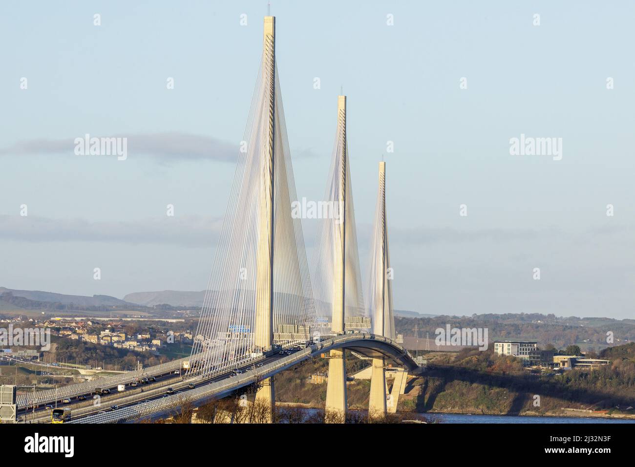 new Queensferry Crossing Bridge over Firth of Forth, Scotland, UK Stock Photo