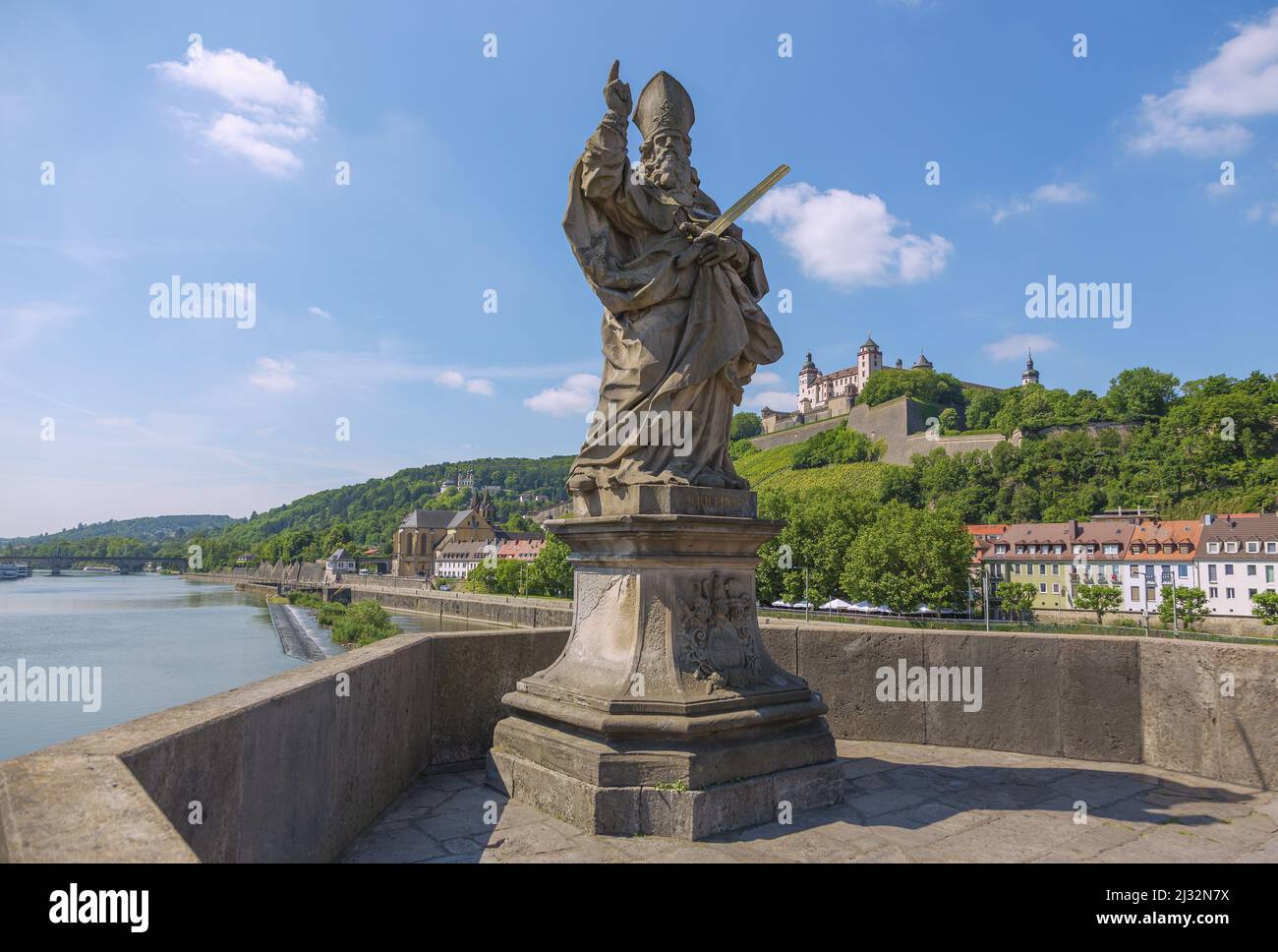 Würzburg; Old Main bridge, bridge saint Kilian, Marian festivals Stock Photo