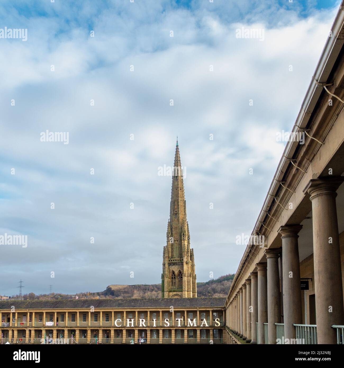 The historic 18th Century Piece Hall in Halifax at Christmas, West Yorkshire, England, UK Stock Photo