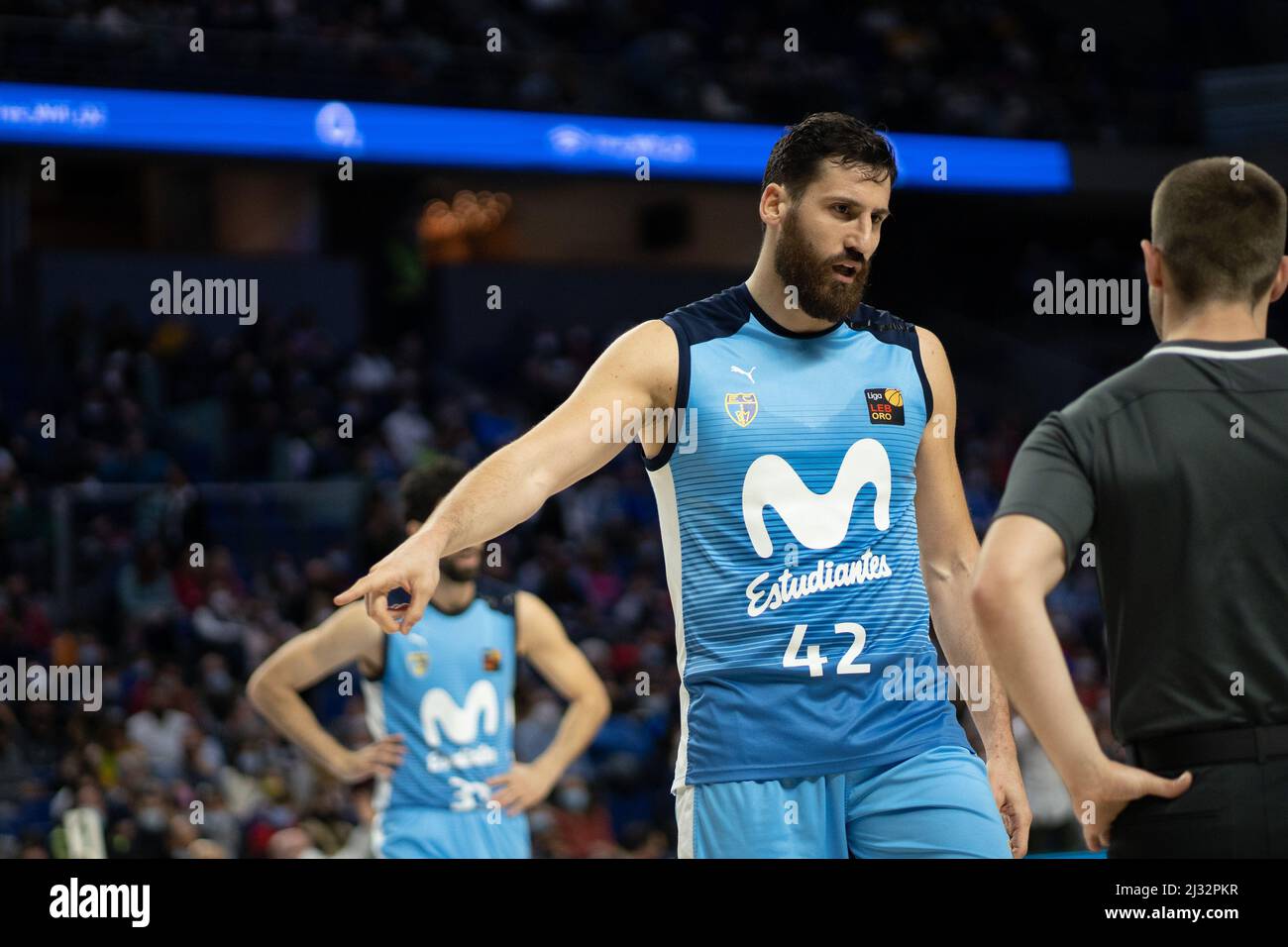 April 3, 2022, Madrid, Madrid, Spain: NEMANJA DJURISIC (42) during the  final of the Copa de la Reina 2022 between Movistar Estudiantes and Coviran  Granada at the WiZink Center in Madrid. (Credit