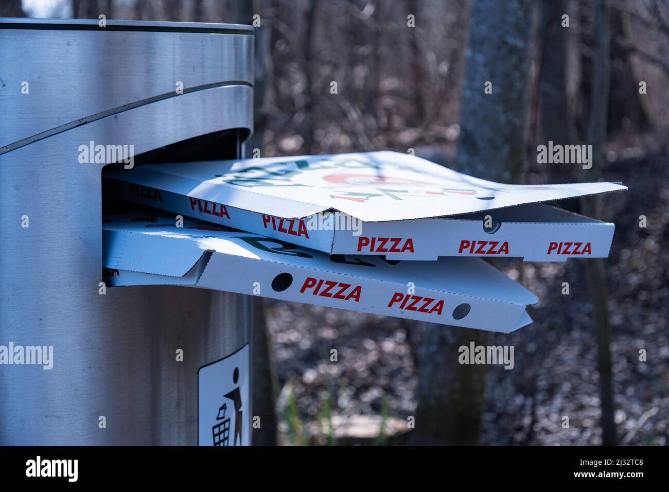 The pizza boxes in the trash Stock Photo Alamy
