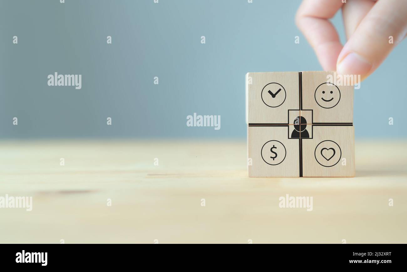 Work life balance concept. Comparison work, finance and happyness. Hand ...