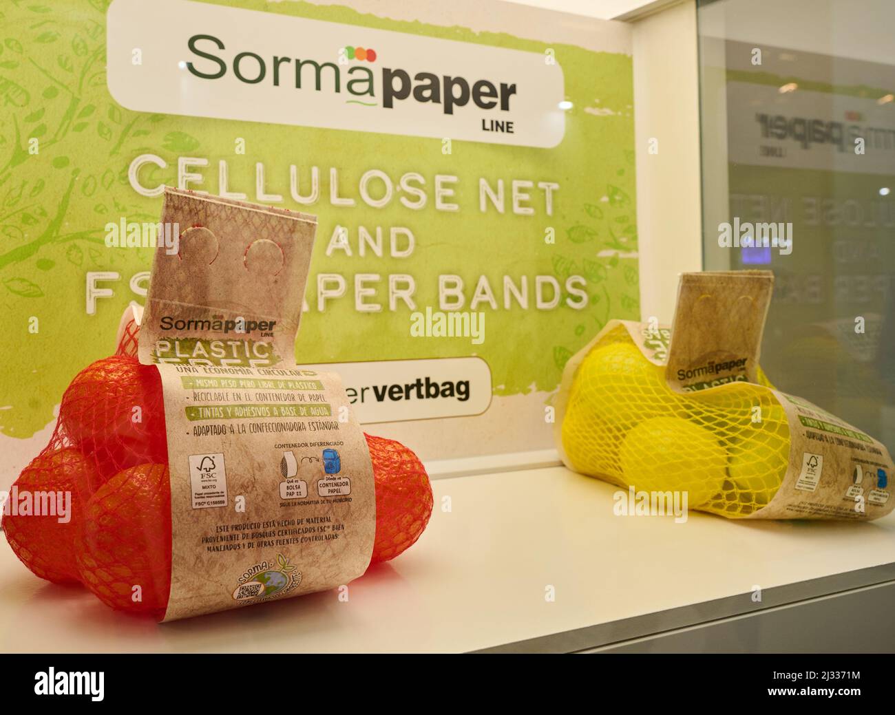 Berlin, Germany. 05th Apr, 2022. Models of lemons and oranges lie in a