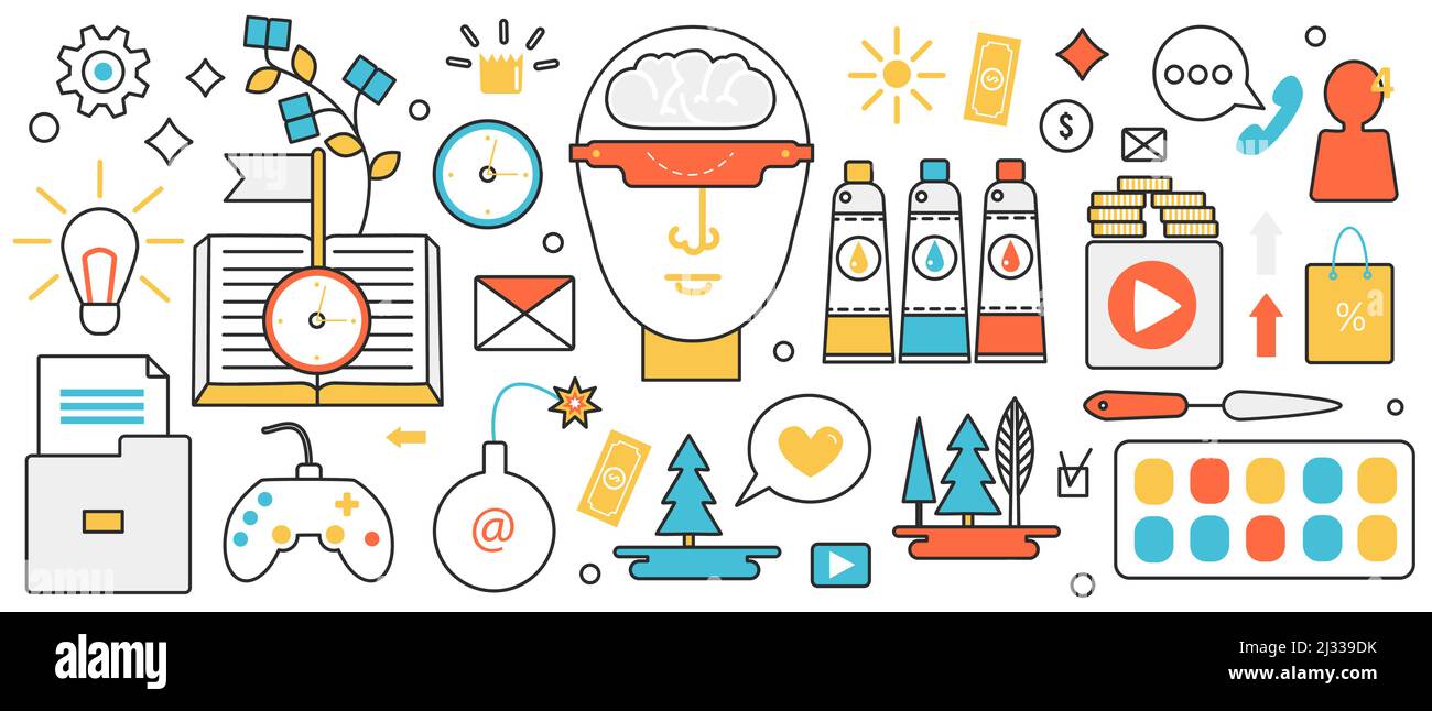 Modern art design technology. Abstract human head with VR glasses, creative innovations and