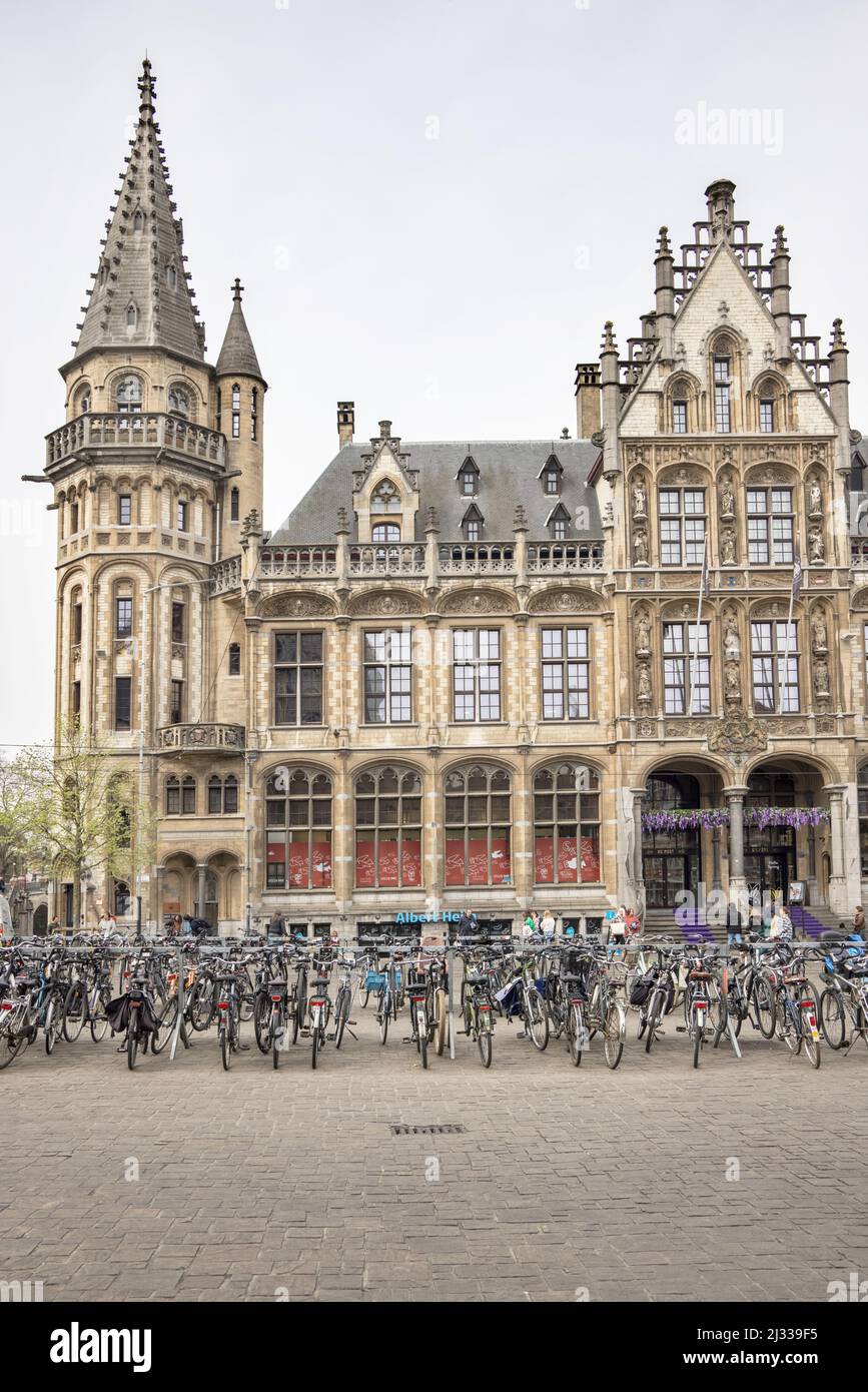 the old post office is now a shopping centre and hotel in ghent Belgium