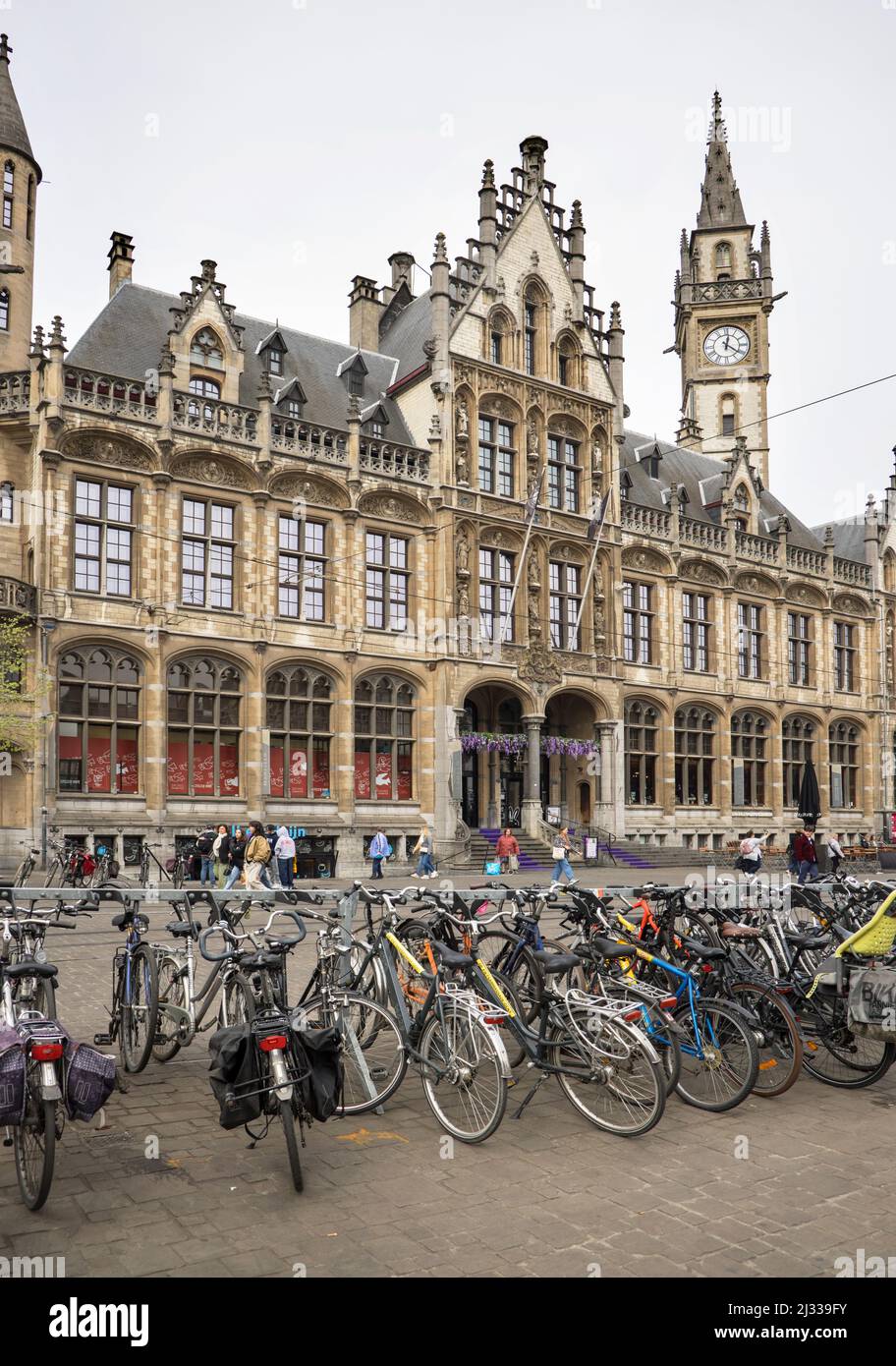 the old post office is now a shopping centre and hotel in ghent Belgium