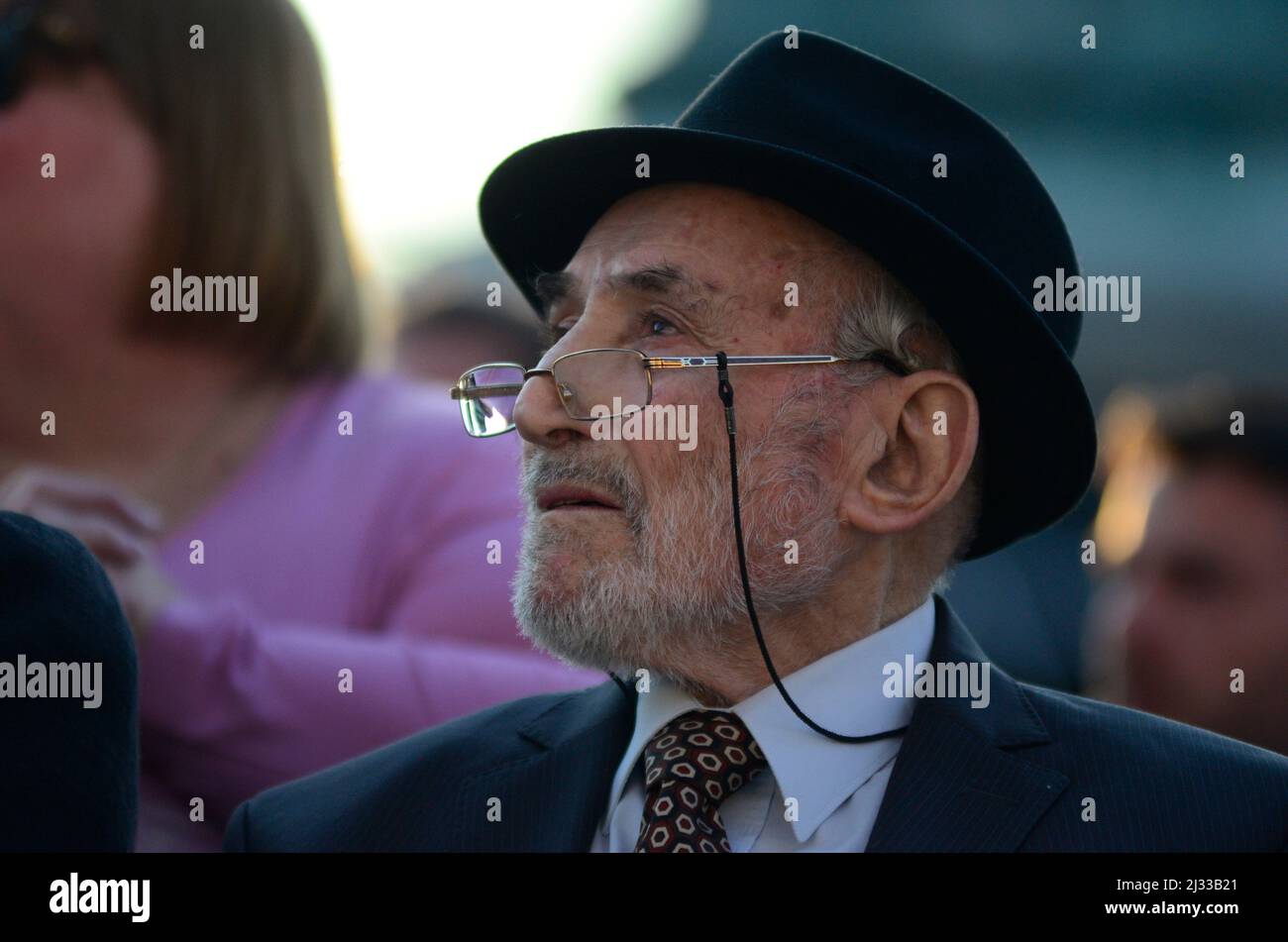 Vienna, Austria. 08 May 2016. Aba Szulim Lewit (born 1923 in Działoszyce, Poland; died 2020) Mauthausen concentration camp survivor Stock Photo