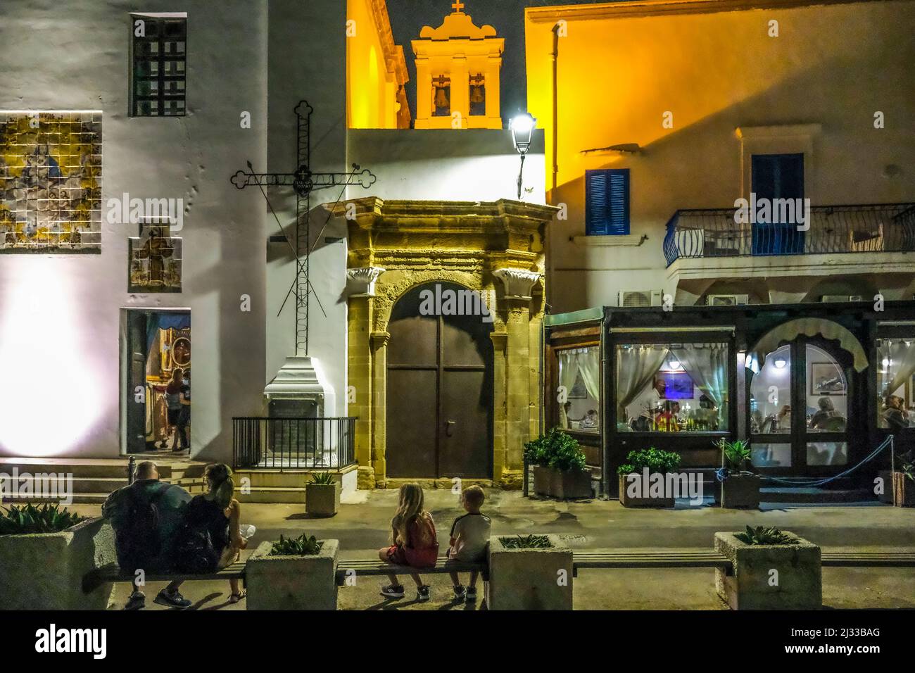 Italy Puglia. Gallipoli. Riviera Sauro,  Night in the historic center Stock Photo