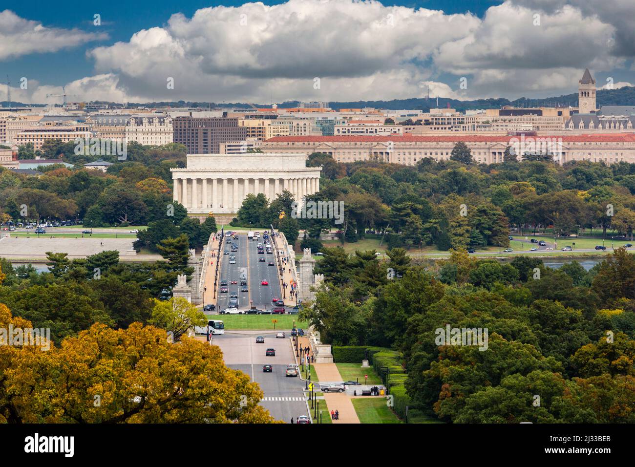 Arlington Memorial Bridge with Lincoln Memorial and Washington, DC in