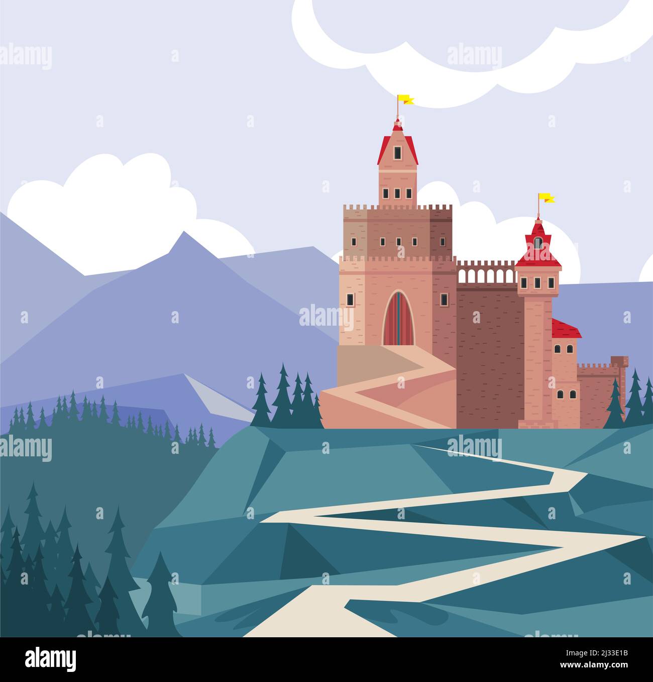 pink castle in landscape Stock Vector Image & Art - Alamy