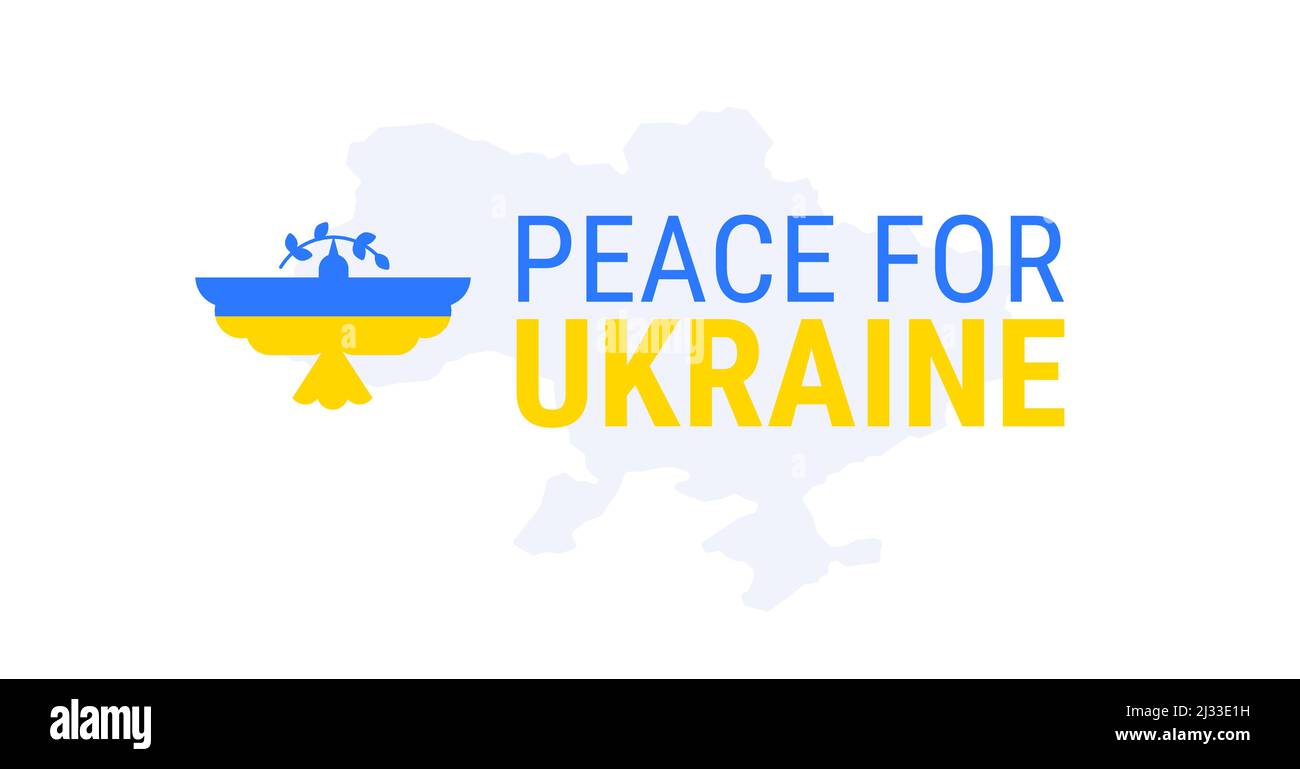 Peace for Ukraine sign with dove of peace in Ukrainian colors isolated