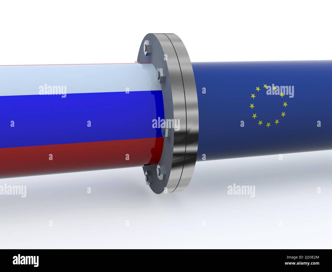 gas tubes with russian and euro flag, export gas concepts, 3d illustration Stock Photo