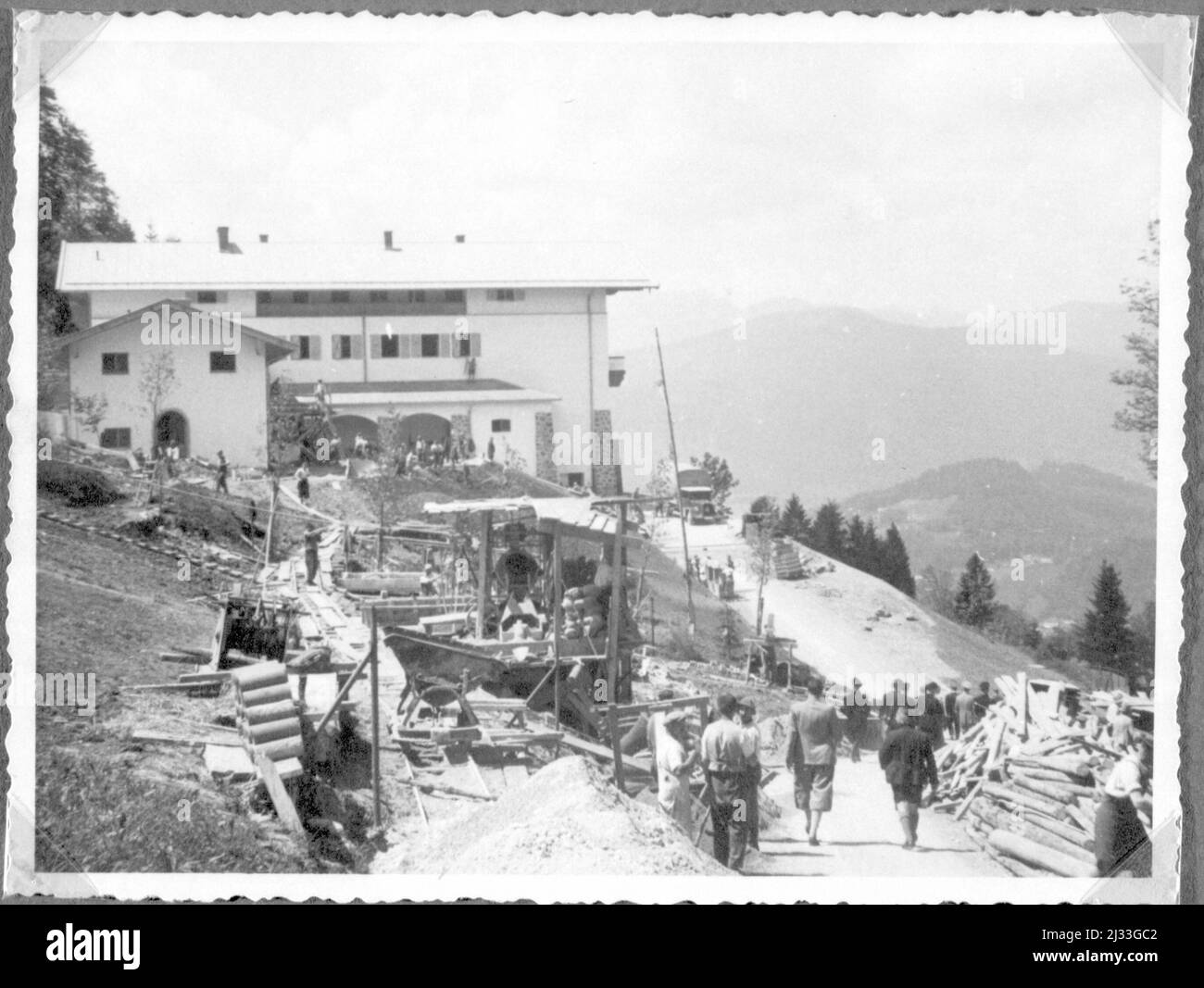 Der Neue 'Berghof' 1936. Eva Braun's Photo Albums, ca. 1913 - ca. 1944. These albums are attributed to Eva Braun (four are claimed by her friend Herta Schneider, nee Ostermeyer) and document her life from ca. 1913 to 1944. There are many photographs of Eva, her sisters and their children, Herta Schneider and her children, as well as photographs of Eva's vacations, family members and friends. Included also are photographs taken by and of Eva Braun at Hitler's chalet Berghof (or Kehlstein), photographs of Hitler and his entourage, visitors to Berghof and the scenery around Berchtesgaden, and som Stock Photo