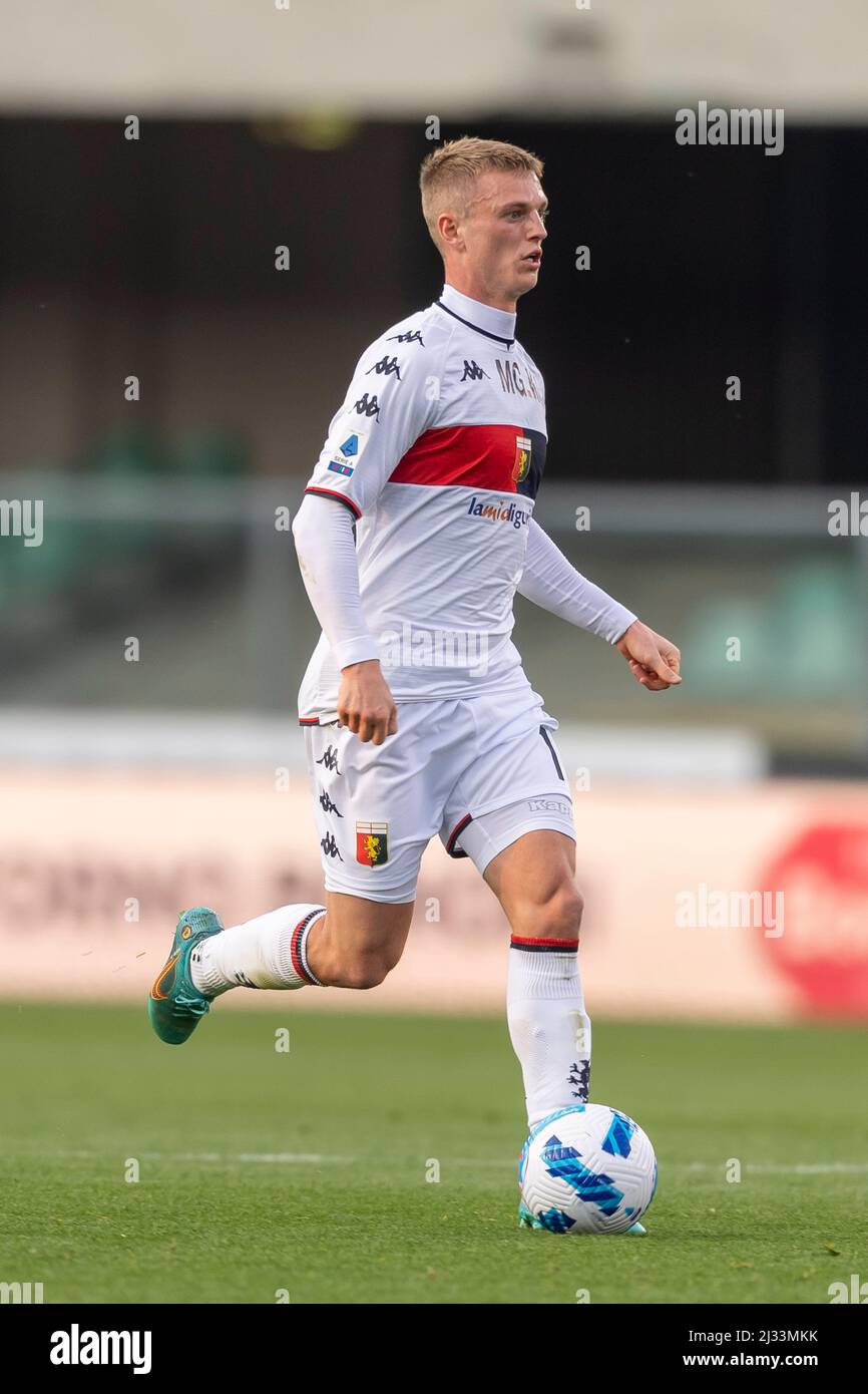 Genoa, Italy. 24 April 2022. Albert Guomundsson of Genoa CFC is