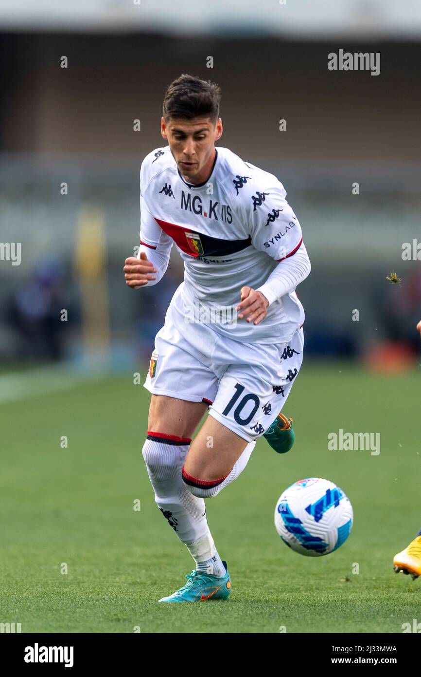 Genoa, Italy. 24 April 2022. Filippo Melegoni of Genoa CFC in