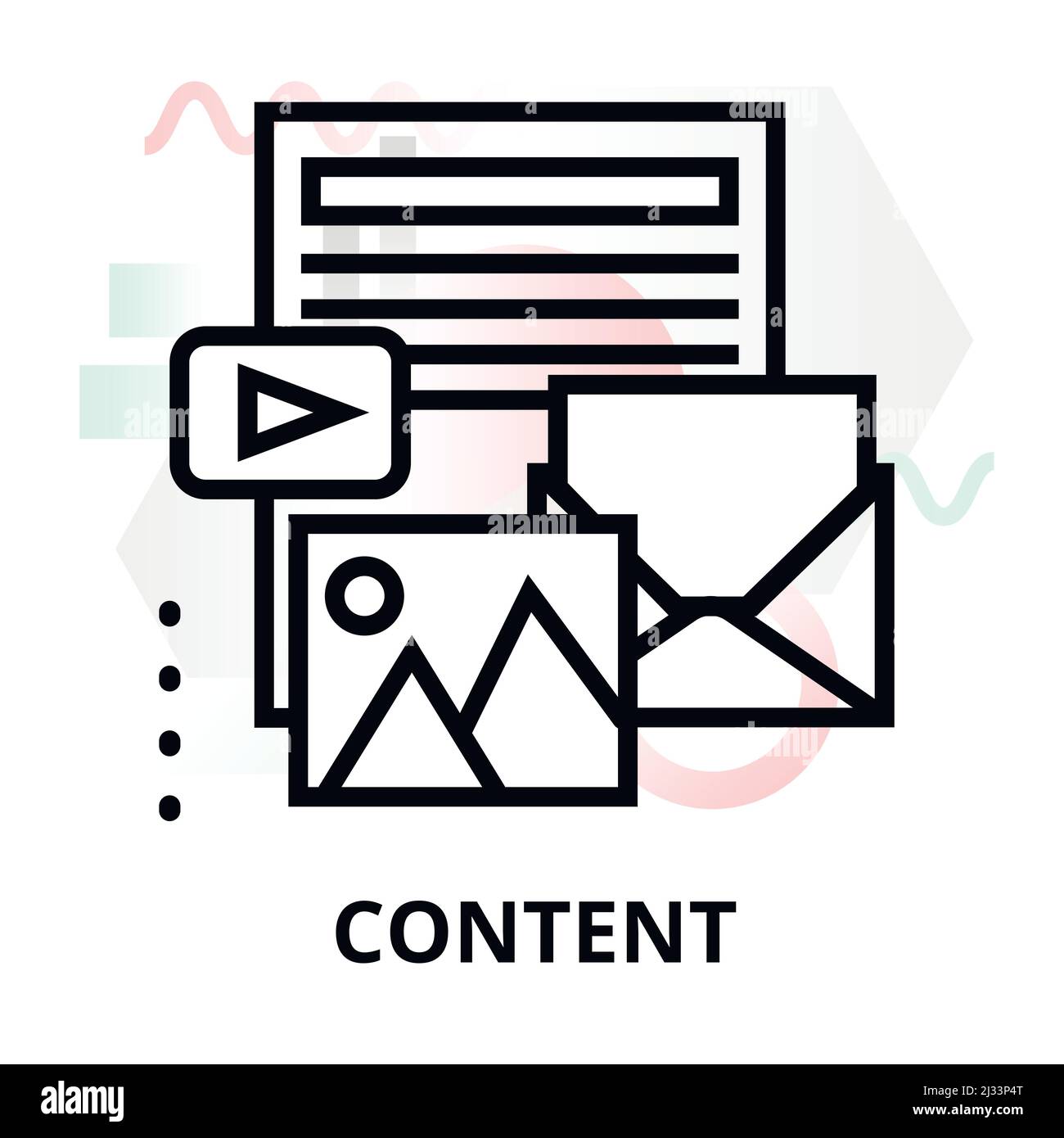 Modern flat thin line design vector illustration, concept of content on ...