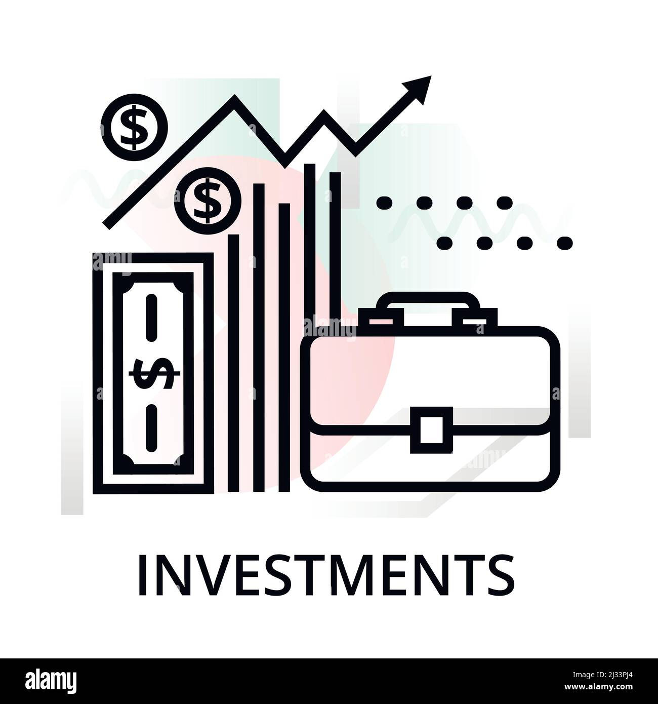 Investments icon on abstract background from startup set, modern editable line vector illustration, for graphic and web design Stock Vector