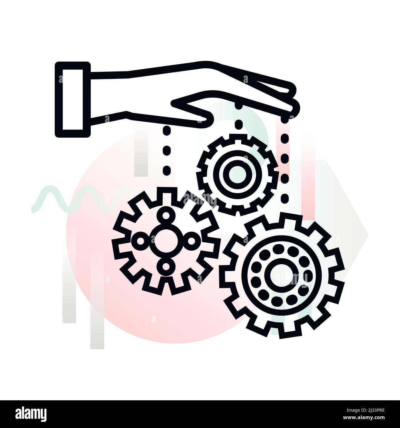Concept icon of process management with abstract background, modern thin line design vector illustration for graphic and web design Stock Vector