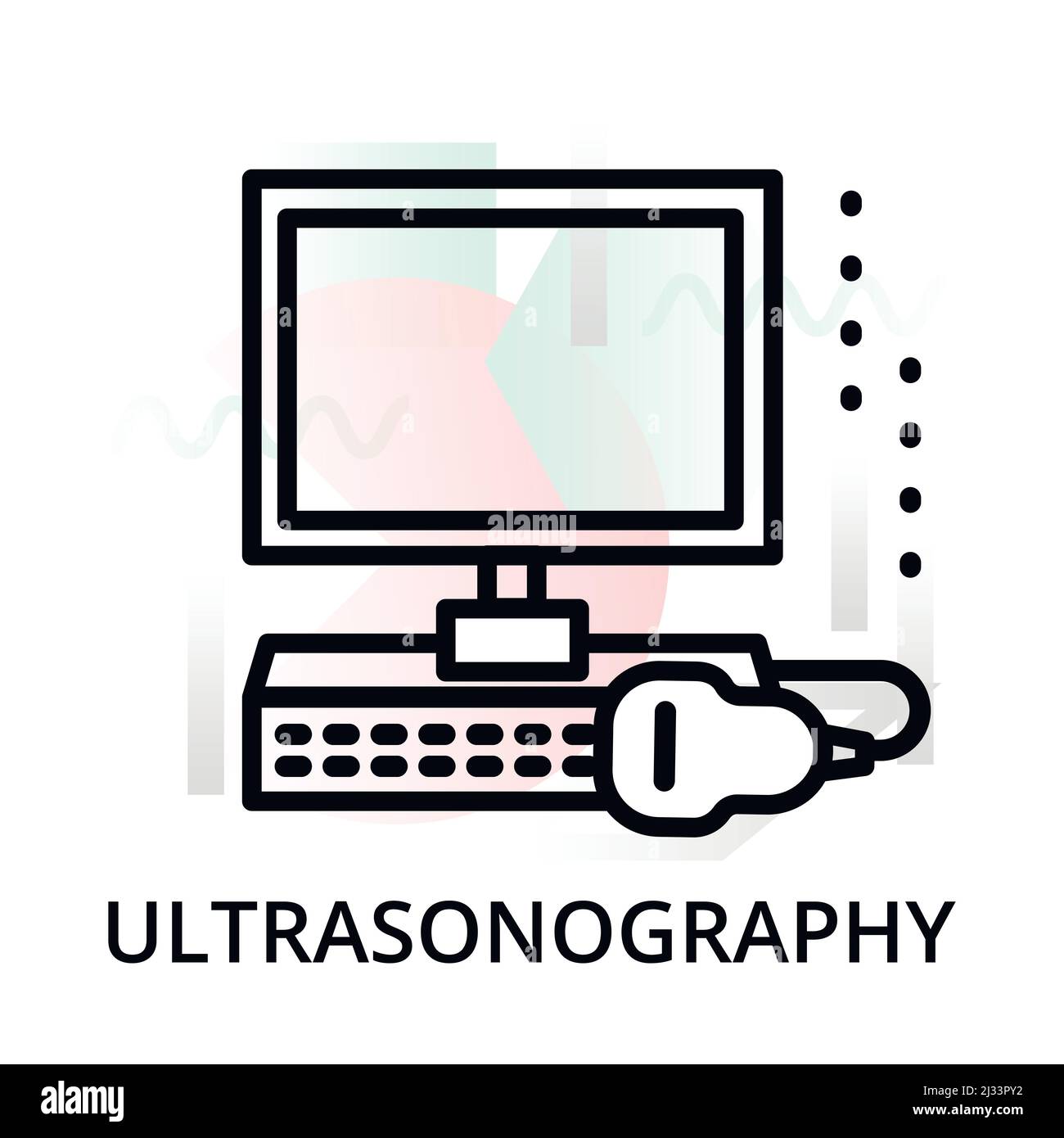 Modern flat editable line design vector illustration, concept of ultrasonography icon on abstract background, for graphic and web design Stock Vector